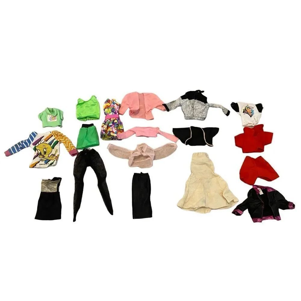 Lot Of 18 Barbie Clothing Mattel 1990s T Shirt Pants Dress Sweatshirt Tank Top J